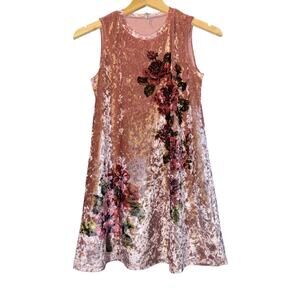 Crushed Velvet Rose Mini Dress Size Small Y2K Style Romantic Valentines Pink 90s